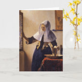 水差しの若い女性 カード (黄色い花)