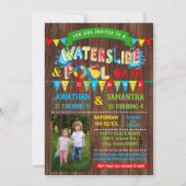 水差しプール誕生日複合パーティー写真 招待状 (正面)