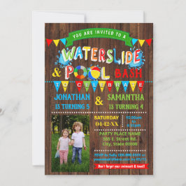 水差しプール誕生日複合パーティー写真 招待状