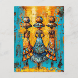 水差し付きアフリカ人女性 ポストカード