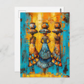 水差し付きアフリカ人女性 ポストカード (正面/裏面)