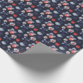 水差し、コップ、色とりどりの実 濃い青背景 ラッピングペーパー (角)