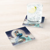 水差し – 壺から水を注ぐ女性 ガラスコースター (アングル)