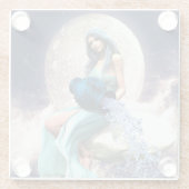 水差し – 壺から水を注ぐ女性 ガラスコースター (裏面)