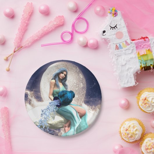 水差し – 壺から水を注ぐ女性 ペーパープレート (パーティー)