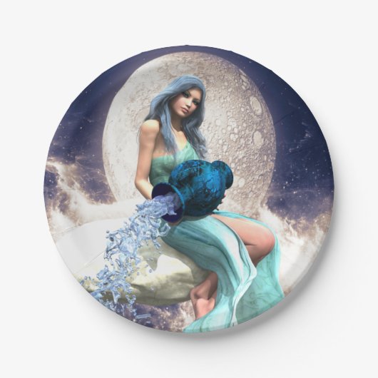 水差し – 壺から水を注ぐ女性 ペーパープレート (正面)