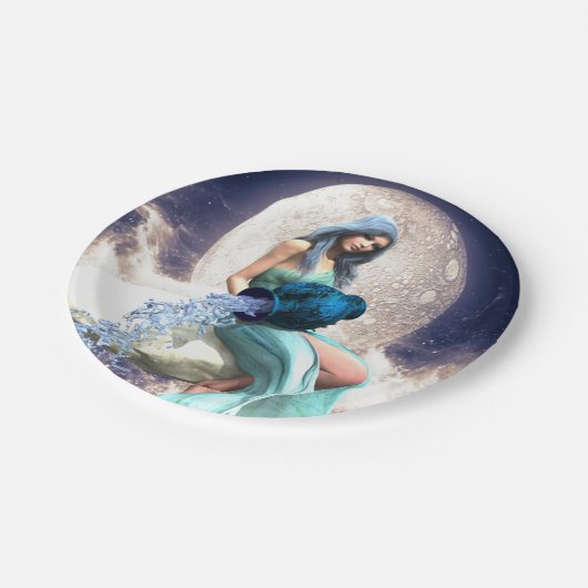 水差し – 壺から水を注ぐ女性 ペーパープレート (アングル)