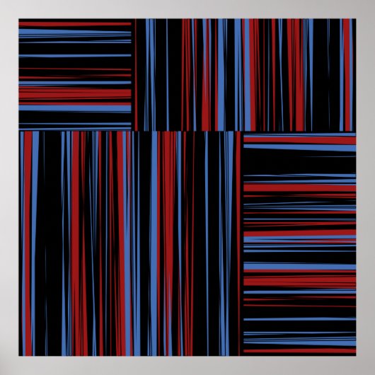 水平および垂直の色の帯のパターン ポスター (正面)