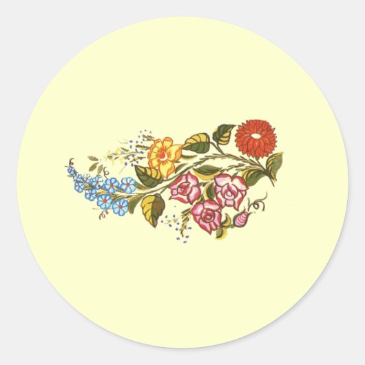 水平な花1 ラウンドシール (正面)