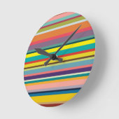 水平のストライプ ラウンド壁時計 (傾斜)