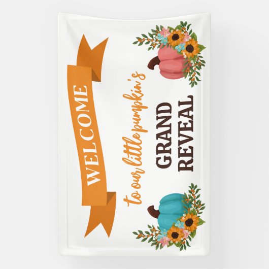 水平の小さなカボチャのジェンダーが歓迎を明らかにする 横断幕 (縦)