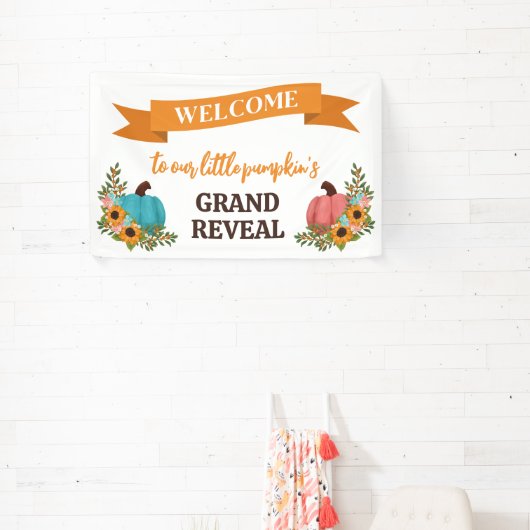 水平の小さなカボチャのジェンダーが歓迎を明らかにする 横断幕 (インサイチュ)