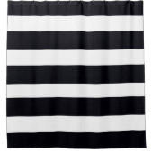 水平の白黒のシャワストライプーカーテン シャワーカーテン (正面)