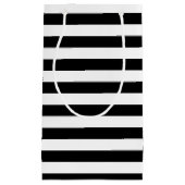 水平の白黒のパタストライプーン スモールペーパーバッグ (正面)