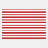 水平の赤と白ストライプの（大規模） ラッピングペーパーシート (正面2)