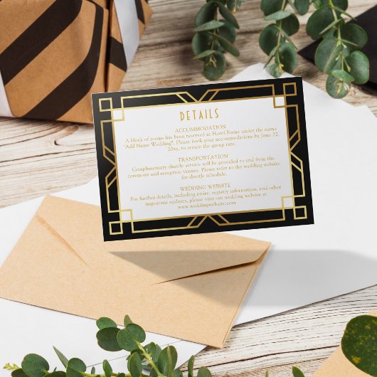 水平エレガントアールデコクラシック金ゴールドブラック エンクロージャーカード