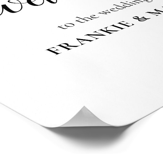 水平エレガントスクリプ結婚トのウェルカムサイン ポスター (角)