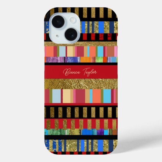 水平カラフルストライプモダンガーリー Case-Mate iPhoneケース (裏面)