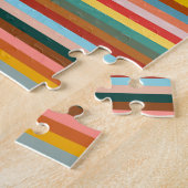 水平カラフルレトロストライプ ジグソーパズル (側面)