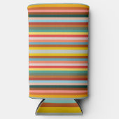 水平カラフルレトロストライプ スリム缶クーラー (正面)