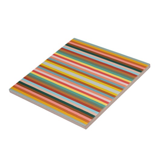 水平カラフルレトロストライプ タイル (側面)