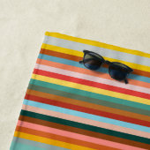 水平カラフルレトロストライプ ビーチタオル (インサイチュ)