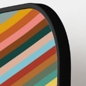 水平カラフルレトロストライプ ピックルボールラケット (左詳細)