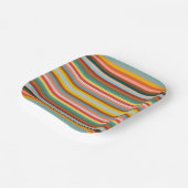 水平カラフルレトロストライプ ペーパープレート (傾斜あり)
