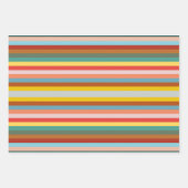 水平カラフルレトロストライプ ラッピングペーパーシート (正面)