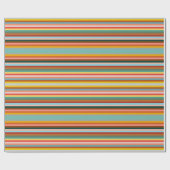 水平カラフルレトロストライプ ラッピングペーパー (フラット)