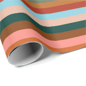 水平カラフルレトロストライプ ラッピングペーパー (ロールコーナー)