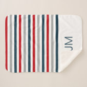 水平カラフル海軍ストライプ シェルパブランケット (正面(横))