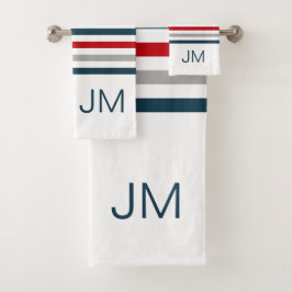 水平カラフル海軍ストライプ バスタオルセット