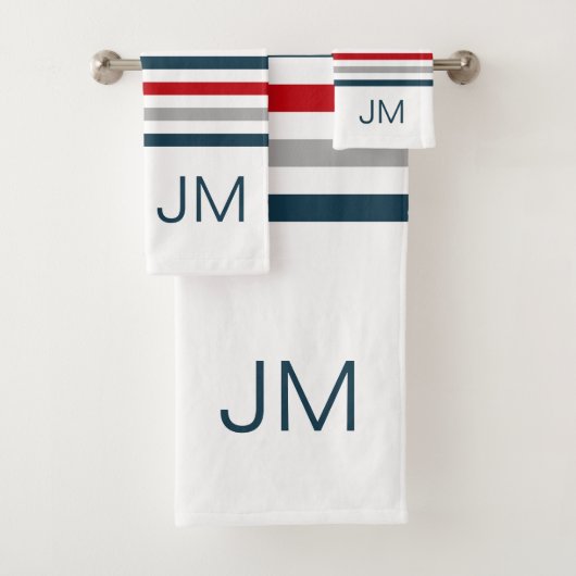 水平カラフル海軍ストライプ バスタオルセット (インサイチュ)