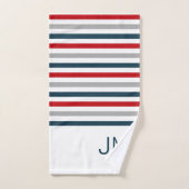 水平カラフル海軍ストライプ バスタオルセット (ハンドタオル)