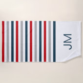 水平カラフル海軍ストライプ ビーチタオル (正面)