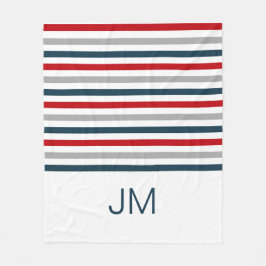 水平カラフル海軍ストライプ フリースブランケット