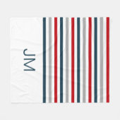 水平カラフル海軍ストライプ フリースブランケット (正面(横))