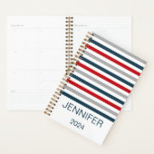 水平カラフル海軍ストライプ プランナー手帳 (ディスプレー)