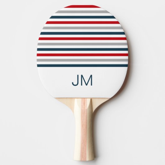 水平カラフル海軍ストライプ 卓球ラケット (正面)