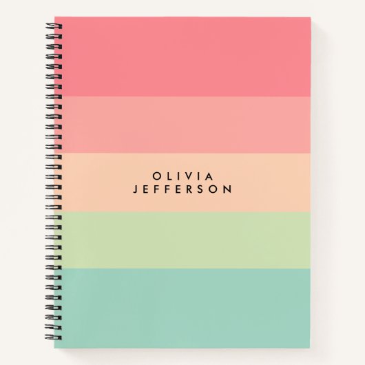 水平カラーブロックストライプモノグラム ノートブック (正面)