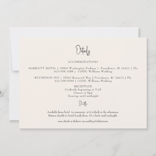 水平クリーム結婚詳細 招待状 (正面)