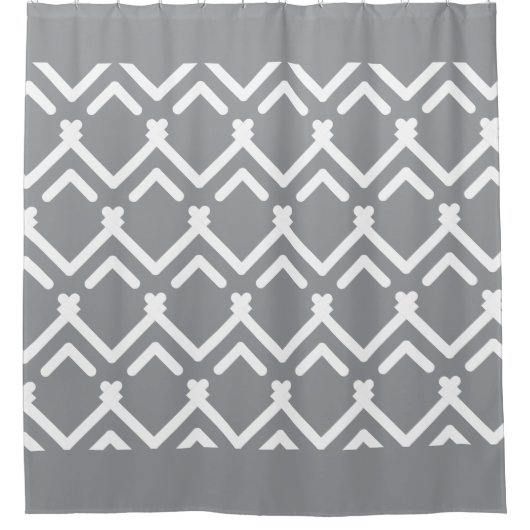水平ジグザグ幾何パターン シャワーカーテン (正面)
