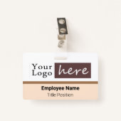 水平スタイルロゴ従業員名 バッジ (正面クリップ)