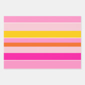 水平ストライプピンクオレンジストライプの黄 ラッピングペーパーシート (正面2)