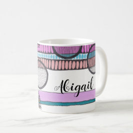 水平ストライプ抽象芸術混合メディア、名前 コーヒーマグカップ