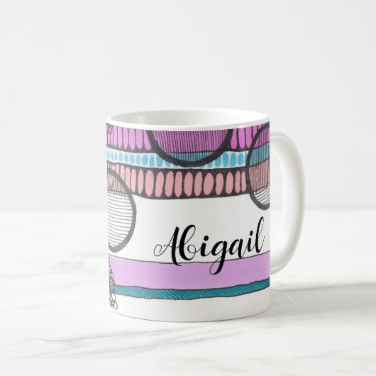 水平ストライプ抽象芸術混合メディア、名前 コーヒーマグカップ (正面右)