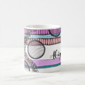 水平ストライプ抽象芸術混合メディア、名前 コーヒーマグカップ (中央)