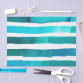 水平ティール（緑がかった色）とホワイトウォーターストライプの色 薄葉紙 (クラフト)