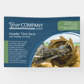 水平ネイビーブルー、セージ緑の壁ロゴバナー 横断幕 (横)